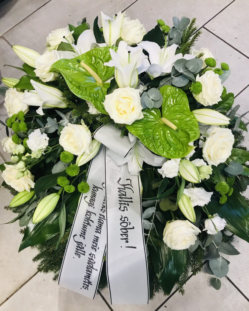 Leinapärg (valge/roheline)